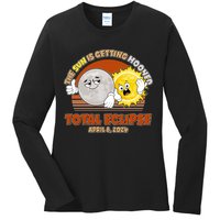 Funny Total Solar Eclipse The Sun Is Getting Mooned April 8 2024 Ladies Long Sleeve Shirt