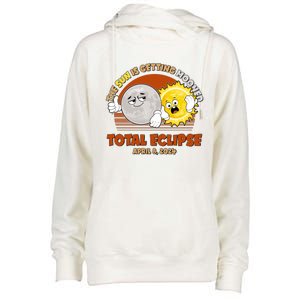 Funny Total Solar Eclipse The Sun Is Getting Mooned April 8 2024 Womens Funnel Neck Pullover Hood