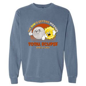 Funny Total Solar Eclipse The Sun Is Getting Mooned April 8 2024 Garment-Dyed Sweatshirt