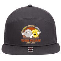 Funny Total Solar Eclipse The Sun Is Getting Mooned April 8 2024 7 Panel Mesh Trucker Snapback Hat