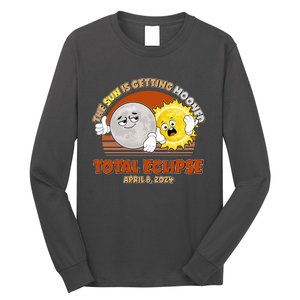 Funny Total Solar Eclipse The Sun Is Getting Mooned April 8 2024 Long Sleeve Shirt