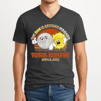 Funny Total Solar Eclipse The Sun Is Getting Mooned April 8 2024 V-Neck T-Shirt