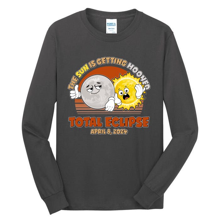 Funny Total Solar Eclipse The Sun Is Getting Mooned April 8 2024 Tall Long Sleeve T-Shirt