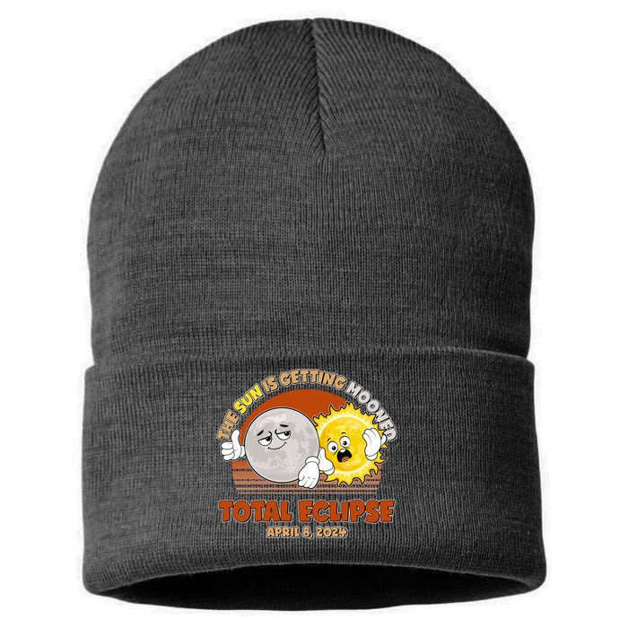 Funny Total Solar Eclipse The Sun Is Getting Mooned April 8 2024 Sustainable Knit Beanie