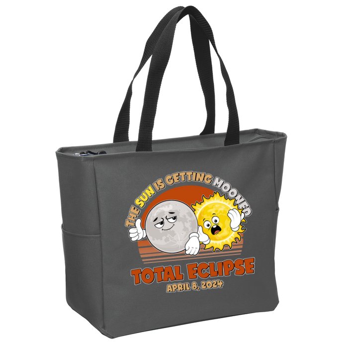 Funny Total Solar Eclipse The Sun Is Getting Mooned April 8 2024 Zip Tote Bag