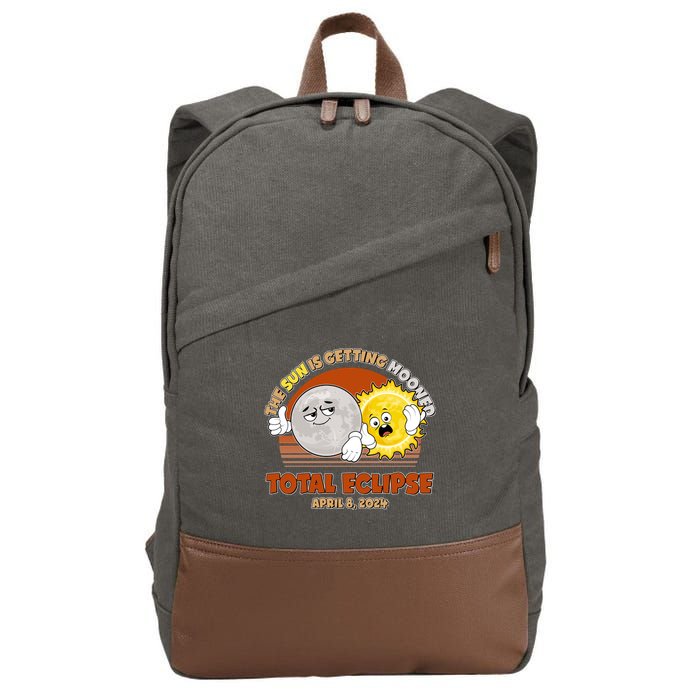 Funny Total Solar Eclipse The Sun Is Getting Mooned April 8 2024 Cotton Canvas Backpack