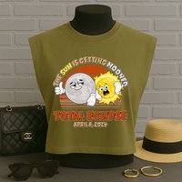 Funny Total Solar Eclipse The Sun Is Getting Mooned April 8 2024 Garment-Dyed Women's Muscle Tee
