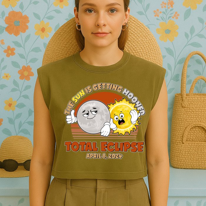 Funny Total Solar Eclipse The Sun Is Getting Mooned April 8 2024 Garment-Dyed Women's Muscle Tee