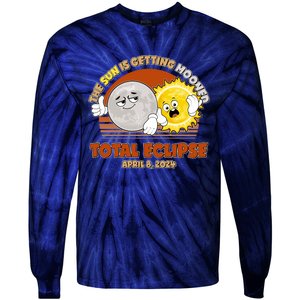 Funny Total Solar Eclipse The Sun Is Getting Mooned April 8 2024 Tie-Dye Long Sleeve Shirt