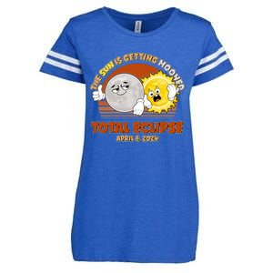 Funny Total Solar Eclipse The Sun Is Getting Mooned April 8 2024 Enza Ladies Jersey Football T-Shirt