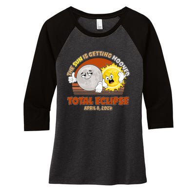 Funny Total Solar Eclipse The Sun Is Getting Mooned April 8 2024 Women's Tri-Blend 3/4-Sleeve Raglan Shirt