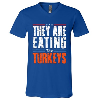 Funny Trump Saying They Are Eating The Turkeys V-Neck T-Shirt