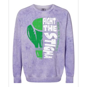 Fight The Stigma Mental Health Awareness Green Ribbon Colorblast Crewneck Sweatshirt