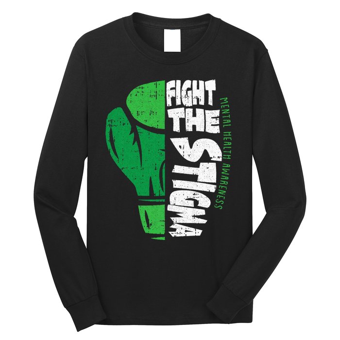 Fight The Stigma Mental Health Awareness Green Ribbon Long Sleeve Shirt