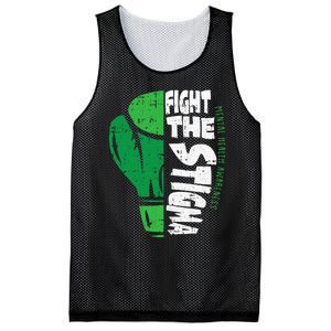 Fight The Stigma Mental Health Awareness Green Ribbon Mesh Reversible Basketball Jersey Tank