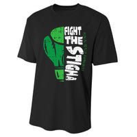 Fight The Stigma Mental Health Awareness Green Ribbon Performance Sprint T-Shirt