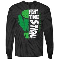 Fight The Stigma Mental Health Awareness Green Ribbon Tie-Dye Long Sleeve Shirt