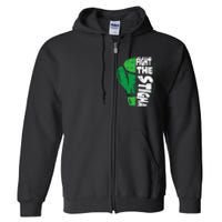 Fight The Stigma Mental Health Awareness Green Ribbon Full Zip Hoodie