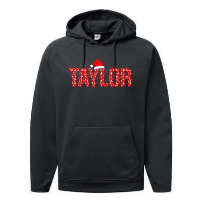 Funny Taylor Santa First Name Christmas Taylor Performance Fleece Hoodie