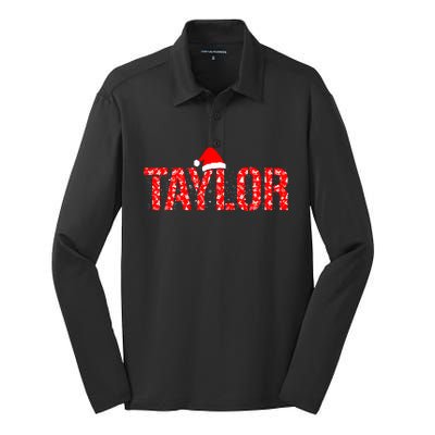 Funny Taylor Santa First Name Christmas Taylor Silk Touch Performance Long Sleeve Polo