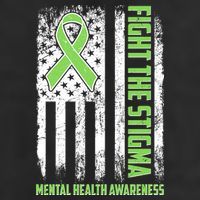 Fight The Stigma Mental Health Awareness Distressed USA Flag 7 Panel Mesh Trucker Snapback Hat