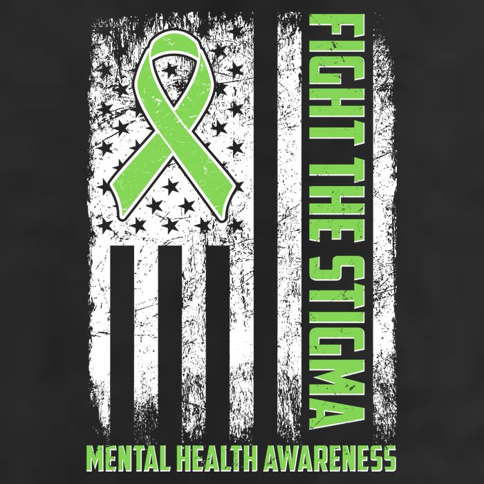 Fight The Stigma Mental Health Awareness Distressed USA Flag 7 Panel Mesh Trucker Snapback Hat