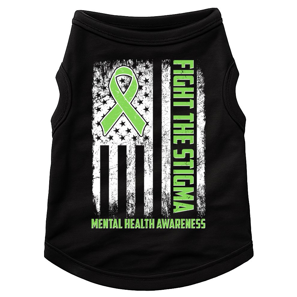 Fight The Stigma Mental Health Awareness Distressed USA Flag Doggie Tank