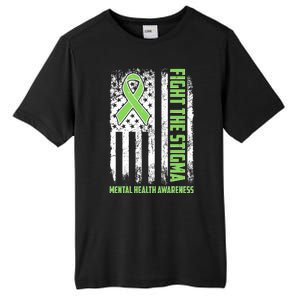 Fight The Stigma Mental Health Awareness Distressed USA Flag Tall Fusion ChromaSoft Performance T-Shirt