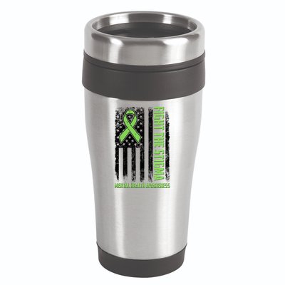 Fight The Stigma Mental Health Awareness Distressed USA Flag 16oz Travel Tumbler