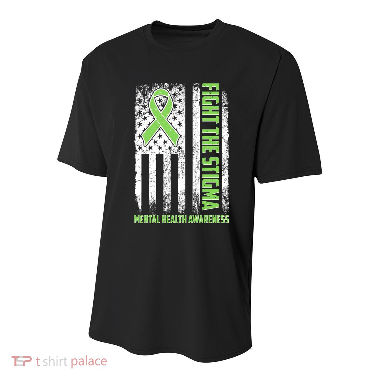 Fight The Stigma Mental Health Awareness Distressed USA Flag Youth Performance Sprint T-Shirt