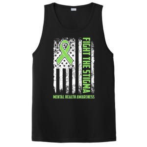 Fight The Stigma Mental Health Awareness Distressed USA Flag PosiCharge Competitor Tank