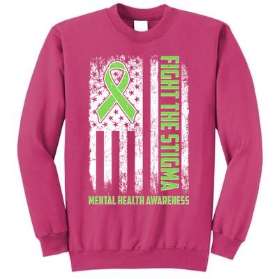 Fight The Stigma Mental Health Awareness Distressed USA Flag Sweatshirt