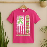 Fight The Stigma Mental Health Awareness Distressed USA Flag T-Shirt