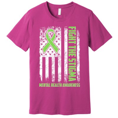 Fight The Stigma Mental Health Awareness Distressed USA Flag Premium T-Shirt