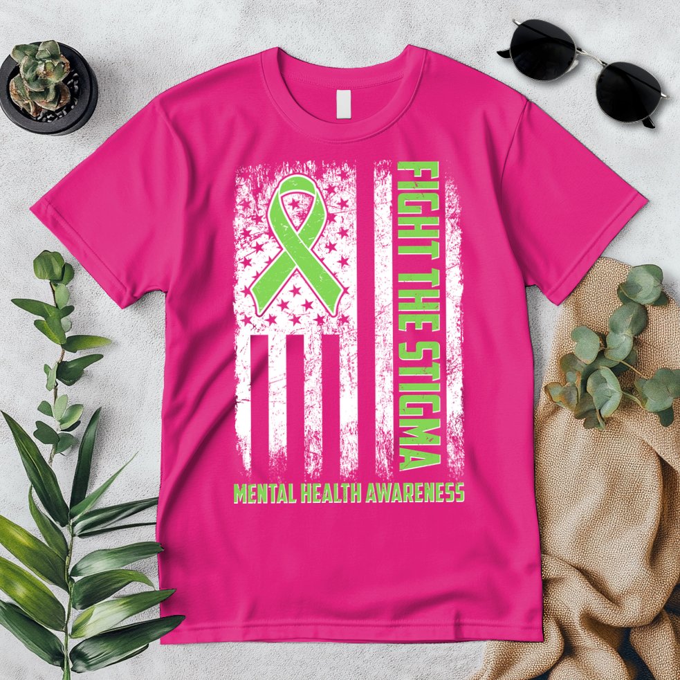 Fight The Stigma Mental Health Awareness Distressed USA Flag Premium T-Shirt
