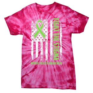 Fight The Stigma Mental Health Awareness Distressed USA Flag Tie-Dye T-Shirt