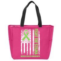 Fight The Stigma Mental Health Awareness Distressed USA Flag Zip Tote Bag
