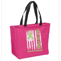 Fight The Stigma Mental Health Awareness Distressed USA Flag Zip Tote Bag
