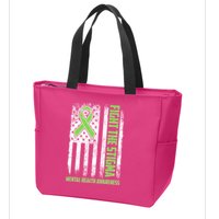 Fight The Stigma Mental Health Awareness Distressed USA Flag Zip Tote Bag
