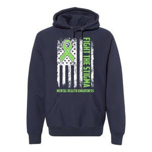 Fight The Stigma Mental Health Awareness Distressed USA Flag Premium Hoodie