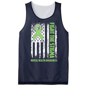 Fight The Stigma Mental Health Awareness Distressed USA Flag Mesh Reversible Basketball Jersey Tank