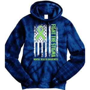 Fight The Stigma Mental Health Awareness Distressed USA Flag Tie Dye Hoodie