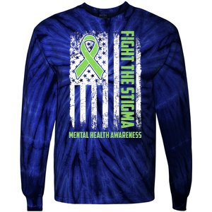 Fight The Stigma Mental Health Awareness Distressed USA Flag Tie-Dye Long Sleeve Shirt