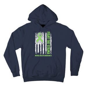 Fight The Stigma Mental Health Awareness Distressed USA Flag Tall Hoodie