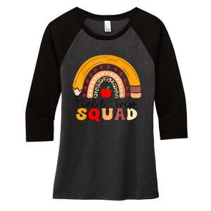 Field Trip Squad Rainbow Leopard Last Day Of School Teacher Women's Tri-Blend 3/4-Sleeve Raglan Shirt