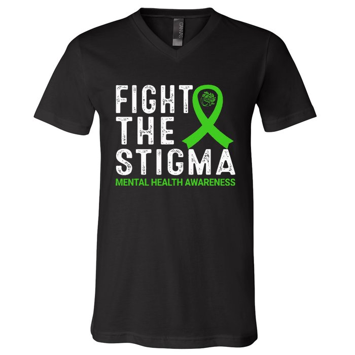 Fight The Stigma Mental Health Awareness V-Neck T-Shirt