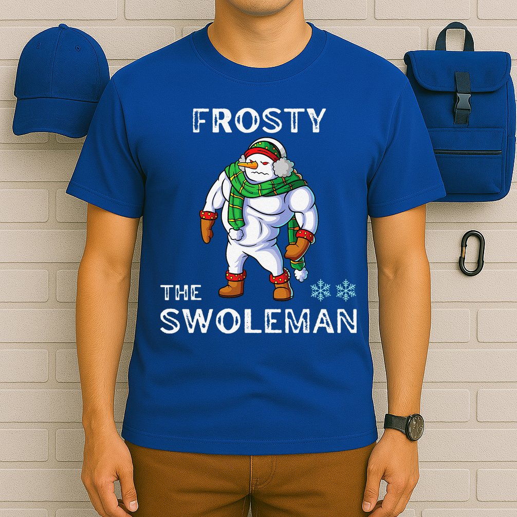 Frosty The Swoleman Funny Fitness Gym Training Christmas T-Shirt