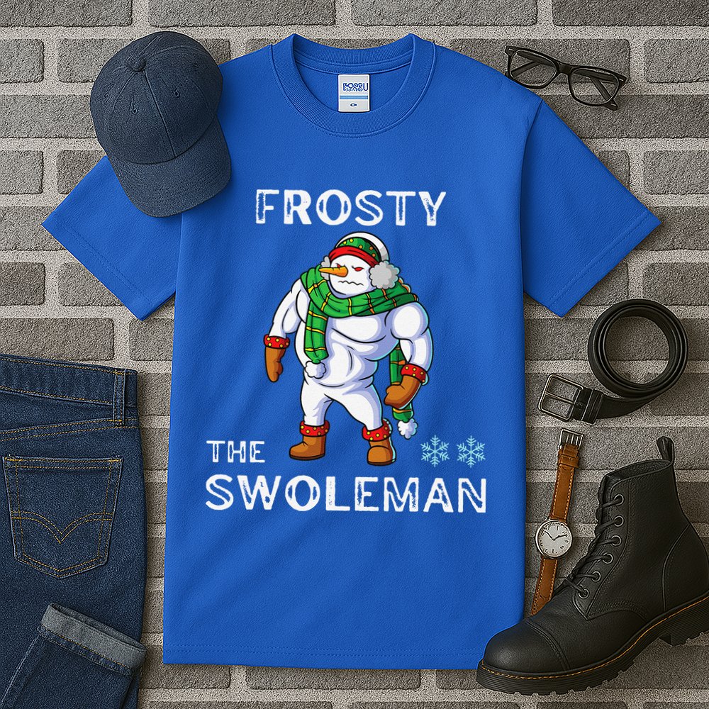 Frosty The Swoleman Funny Fitness Gym Training Christmas Tall T-Shirt