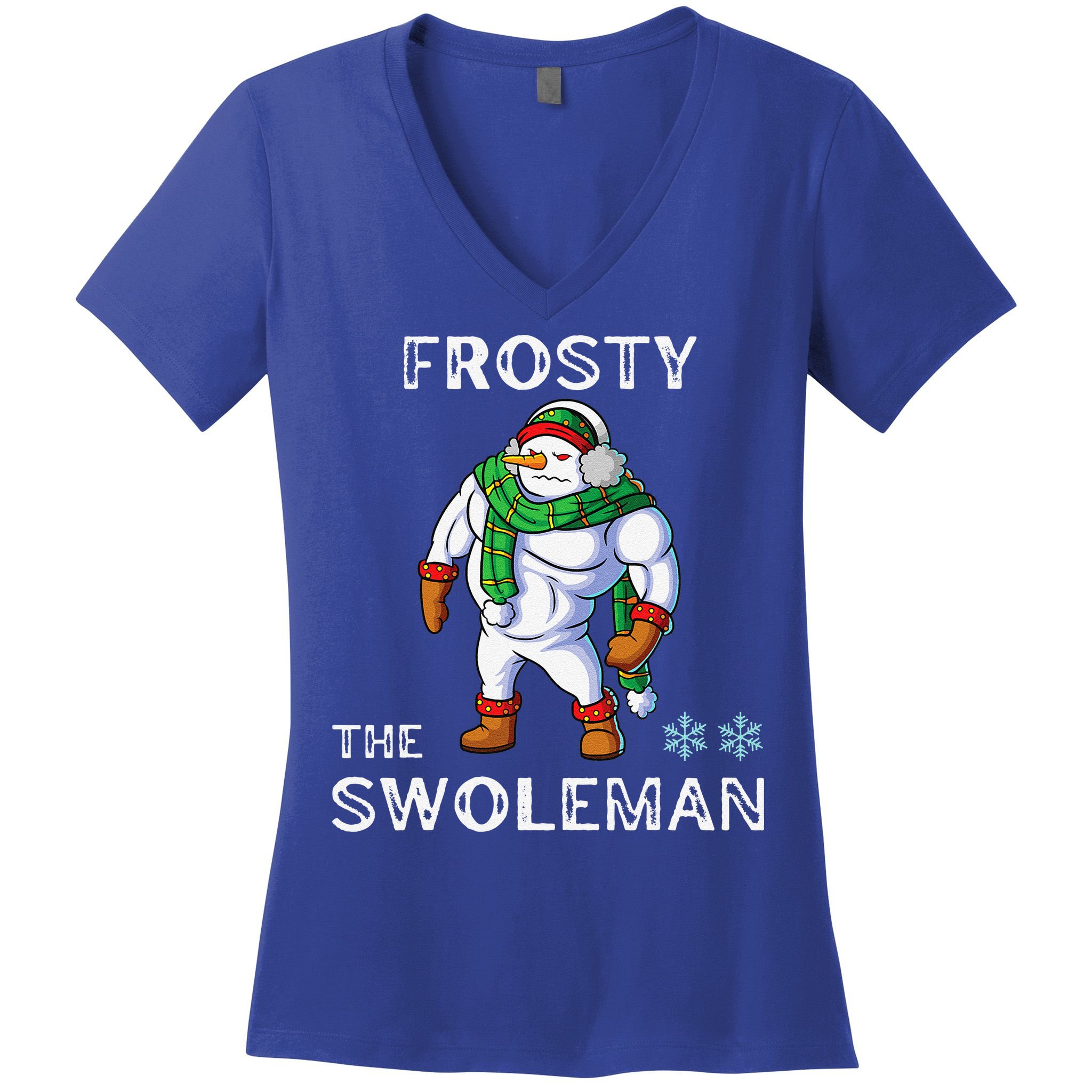 Frosty The Swoleman Funny Fitness Gym Training Christmas Women's V-Neck T-Shirt