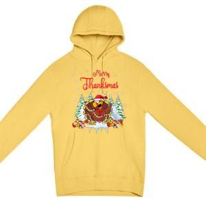 Funny Turkey Santa Merry Thanksmas Christmas Thanksgiving Premium Pullover Hoodie